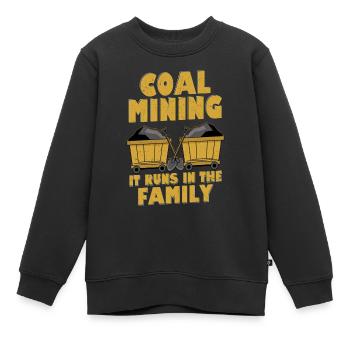 L’extraction du charbon dans la famille Pickaxe Miner - Sweat Premium enfant bio - noir - Devant - AI Model Kid Female (0cm)