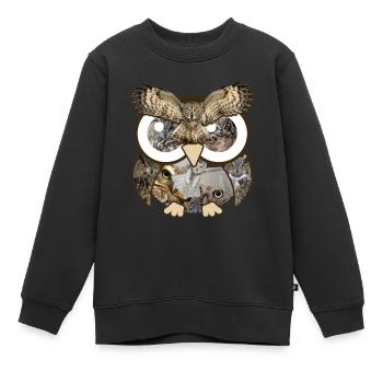 Eulen Fotos Collage Große Augen Niedlicher Nachtvogel - Kinder Premium Organic Sweatshirt - Schwarz - Vorne - AI Model Kid Female (0cm)