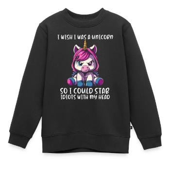 I Wish Was A Unicorn - Kids Premium Organic Sweatshirt - black - Front - AI Model Kid Female (0cm)
