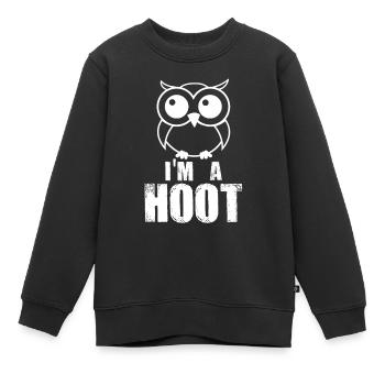 Je suis une huée ! Drôle Mignon Hibou Prédateur Oiseau Nocturne - Sweat Premium enfant bio - noir - Devant - AI Model Kid Female (0cm)