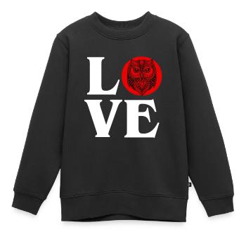 Hibou Amour Oiseaux Nocturnes Amoureux Prédateur Oiseau Cool - Sweat Premium enfant bio - noir - Devant - AI Model Kid Female (0cm)