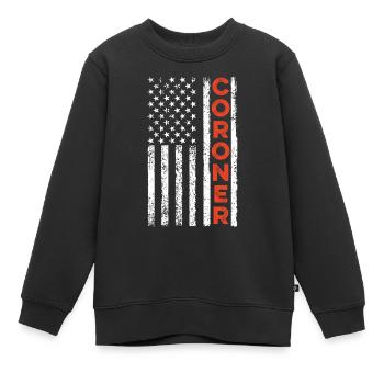 Gerichtsmediziner USA Flagge Strafverfolgung Patriotischer Stellvertreter - Kinder Premium Organic Sweatshirt - Schwarz - Vorne - AI Model Kid Female (0cm)