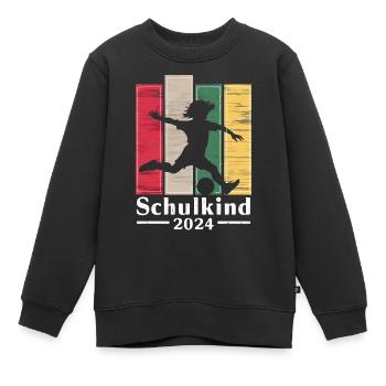 Einschulung Schulkind 2024 Junge Fussball Geschenk - Kinder Premium Organic Sweatshirt - Schwarz - Vorne - AI Model Kid Female (0cm)