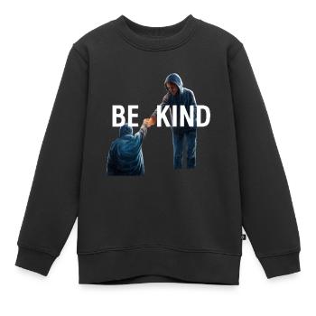 BE KIND - Kids Premium Organic Sweatshirt - black - Front - AI Model Kid Female (0cm)