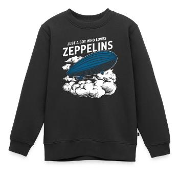 Luftschiff Zeppelin Geschenk - Kinder Premium Organic Sweatshirt - Schwarz - Vorne - AI Model Kid Female (0cm)