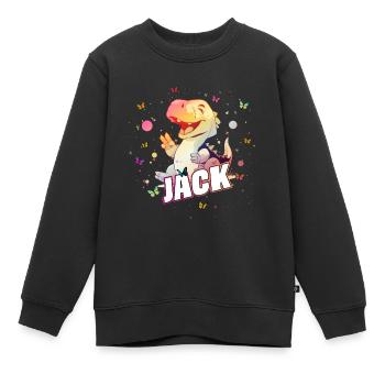 JACK - Schöner Junge Name mit süßem DINO T-REX - Kinder Premium Organic Sweatshirt - Schwarz - Vorne - AI Model Kid Female (0cm)