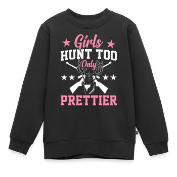 Hirschjagd Jäger Mädchenjagd Mädchen jagen nur hüb - Kinder Premium Organic Sweatshirt - Schwarz - Vorne - AI Model Kid Female (0cm)