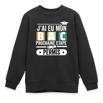 Cadeau Baccalauréat Bachelier Bachelière Bac 2024 - Sweat Premium enfant bio - noir - Devant - AI Model Kid Female (0cm)