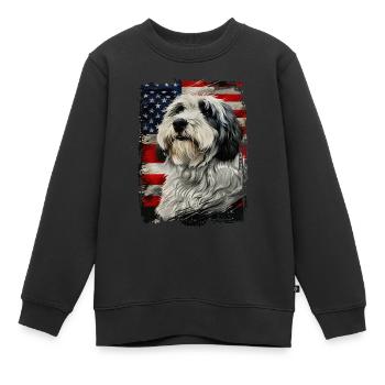 Drapeau américain Bobtail - Sweat Premium enfant bio - noir - Devant - AI Model Kid Female (0cm)