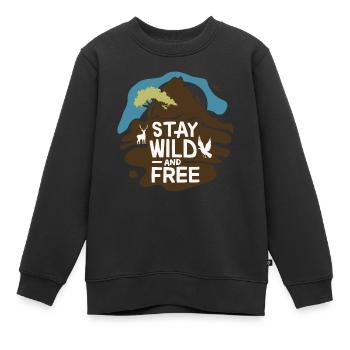 BLEIBEN SIE WILD UND FREI - Kinder Premium Organic Sweatshirt - Schwarz - Vorne - AI Model Kid Female (0cm)