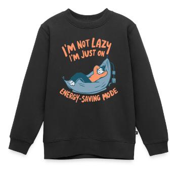 ICH BIN NICHT FAUL, ICH BIN NUR IM ENERGIESPARMODUS - Kinder Premium Organic Sweatshirt - Schwarz - Vorne - AI Model Kid Female (0cm)