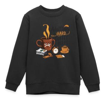 ADULTING IS HARD, COFFEE HELPS - Kids Premium Organic Sweatshirt - black - Front - AI Model Kid Female (0cm)
