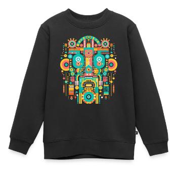 Dieu Maya Mythologie Maya Itzamna - Sweat Premium enfant bio - noir - Devant - AI Model Kid Female (0cm)