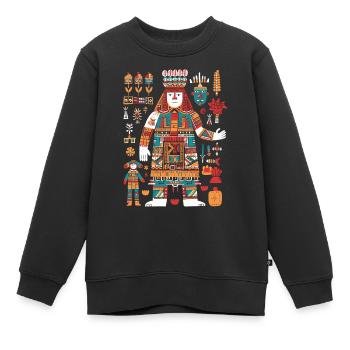 Itzamna Maya God Mythologie maya - Sweat Premium enfant bio - noir - Devant - AI Model Kid Female (0cm)
