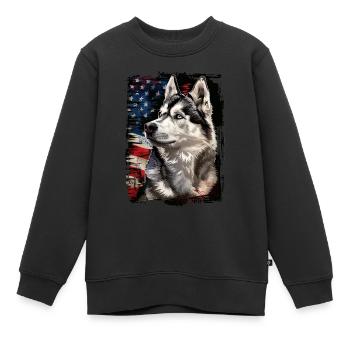 Husky de Sibérie Amérique États-Unis - Sweat Premium enfant bio - noir - Devant - AI Model Kid Female (0cm)