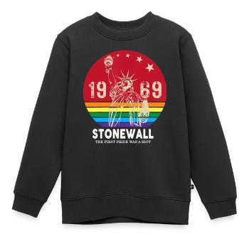 La première fierté était une émeute 1969 Stonewall LGBTQ - Sweat Premium enfant bio - noir - Devant - AI Model Kid Female (0cm)