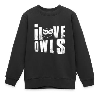 Ich liebe Eulen Nachtvögel Raubvögel Sprüche Liebhaber - Kinder Premium Organic Sweatshirt - Schwarz - Vorne - AI Model Kid Female (0cm)