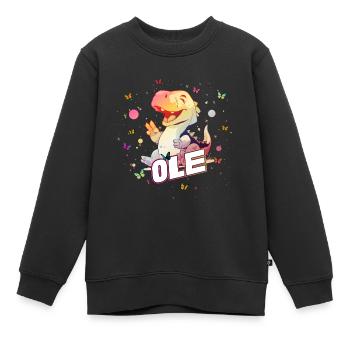 OLE - Beau prénom de garçon avec mignon DINO T-REX - Sweat Premium enfant bio - noir - Devant - AI Model Kid Female (0cm)