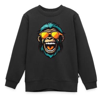 Tête de singe Fête drôle - Sweat Premium enfant bio - noir - Devant - AI Model Kid Female (0cm)