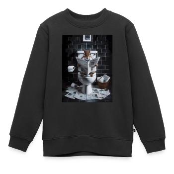 Eichhörnchen Toilette Zeitung lesen Geschenk - Kinder Premium Organic Sweatshirt - Schwarz - Vorne - AI Model Kid Female (0cm)