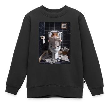 Hamster Toilette Zeitung lesen Geschenk - Kinder Premium Organic Sweatshirt - Schwarz - Vorne - AI Model Kid Female (0cm)