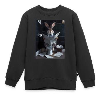 Kaninchen Toilette Zeitung lesen Geschenk - Kinder Premium Organic Sweatshirt - Schwarz - Vorne - AI Model Kid Female (0cm)