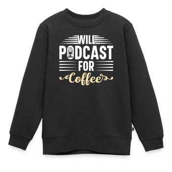 Animateur de podcast Podcasteur Podcasting Podcast Listener - Sweat Premium enfant bio - noir - Devant - AI Model Kid Female (0cm)