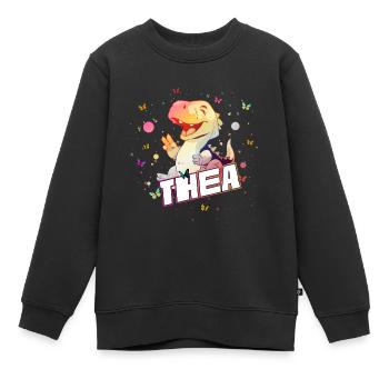 THEA - Schöner MÄDCHEN Name mit süßem DINO T-REX - Kinder Premium Organic Sweatshirt - Schwarz - Vorne - AI Model Kid Female (0cm)