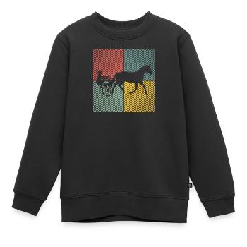 Cheval de trot, courses de trot, sports équestres, chevaux - Sweat Premium enfant bio - noir - Devant - AI Model Kid Female (0cm)