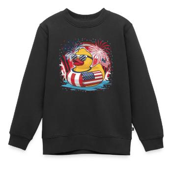 Patriotisches Gummi-Entchen amerikanischer Flagge - Kinder Premium Organic Sweatshirt - Schwarz - Vorne - AI Model Kid Female (0cm)