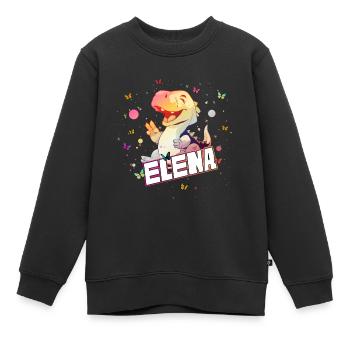 ELENA - Schöner MÄDCHEN Name mit süßem DINO T-REX - Kinder Premium Organic Sweatshirt - Schwarz - Vorne - AI Model Kid Female (0cm)