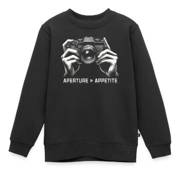 Photographe Photographie Photographes Ouverture Appétit - Sweat Premium enfant bio - noir - Devant - AI Model Kid Female (0cm)