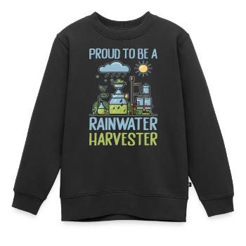 Réservoir d’eau de pluie - récupération de l’eau de pluie - Sweat Premium enfant bio - noir - Devant - AI Model Kid Female (0cm)