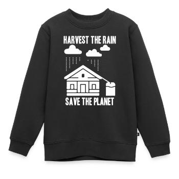 Réservoir d’eau de pluie - récupération de l’eau de pluie - Sweat Premium enfant bio - noir - Devant - AI Model Kid Female (0cm)