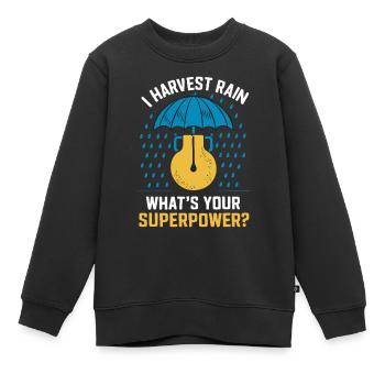 Réservoir d’eau de pluie - récupération de l’eau de pluie - Sweat Premium enfant bio - noir - Devant - AI Model Kid Female (0cm)