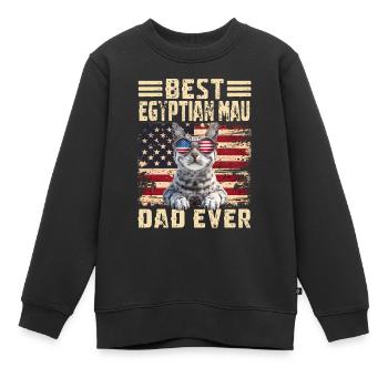 Egyptian Mau Papa - Kinder Premium Organic Sweatshirt - Schwarz - Vorne - AI Model Kid Female (0cm)