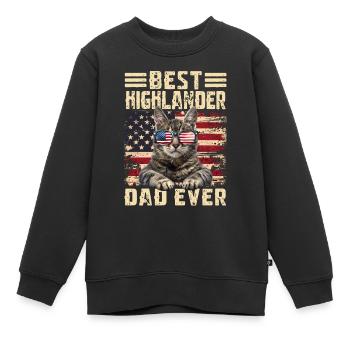 Highlander Papa - Kinder Premium Organic Sweatshirt - Schwarz - Vorne - AI Model Kid Female (0cm)