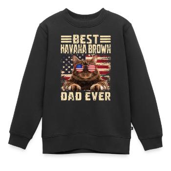 Havana Brown Papa - Sweat Premium enfant bio - noir - Devant - AI Model Kid Female (0cm)