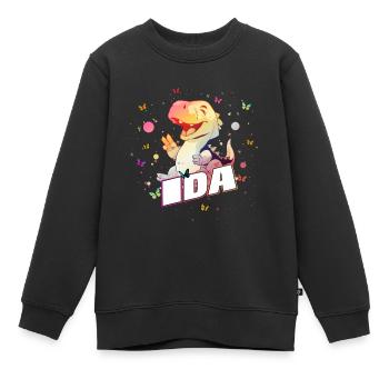 IDA - Schöner MÄDCHEN Name mit süßem DINO T-REX - Kinder Premium Organic Sweatshirt - Schwarz - Vorne - AI Model Kid Female (0cm)