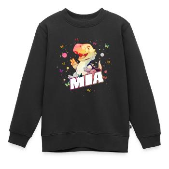 MIA - Beau nom de FILLE avec mignon DINO T-REX - Sweat Premium enfant bio - noir - Devant - AI Model Kid Female (0cm)