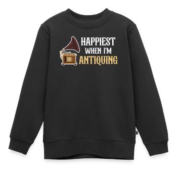 Je suis le plus heureux quand je cherche des antiquités - Sweat Premium enfant bio - noir - Devant - AI Model Kid Female (0cm)