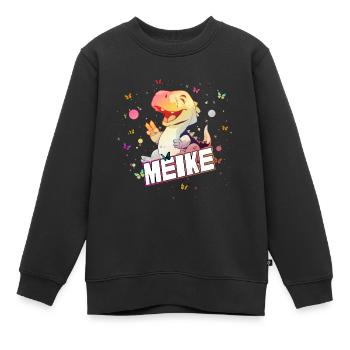 MEIKE - Schöner MÄDCHEN Name mit süßem DINO T-REX - Kinder Premium Organic Sweatshirt - Schwarz - Vorne - AI Model Kid Female (0cm)