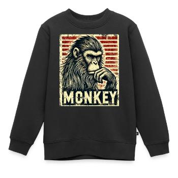 Ein nachdenklicher Affe - Kinder Premium Organic Sweatshirt - Schwarz - Vorne - AI Model Kid Female (0cm)