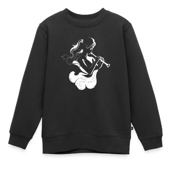 Flötenspielerin Skizze - Kinder Premium Organic Sweatshirt - Schwarz - Vorne - AI Model Kid Female (0cm)