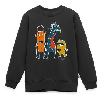 Une troupe comique et drôle de monstres étranges - Sweat Premium enfant bio - noir - Devant - AI Model Kid Female (0cm)