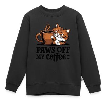 PATTES DE MON CAFÉ - Sweat Premium enfant bio - noir - Devant - AI Model Kid Female (0cm)