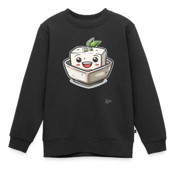 Kawaii Happy Tofu - Sweat Premium enfant bio - noir - Devant - AI Model Kid Female (0cm)
