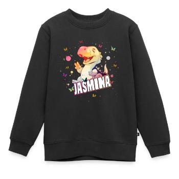 JASMINA - Schöner MÄDCHEN Name mit süßem DINO - Kinder Premium Organic Sweatshirt - Schwarz - Vorne - AI Model Kid Female (0cm)