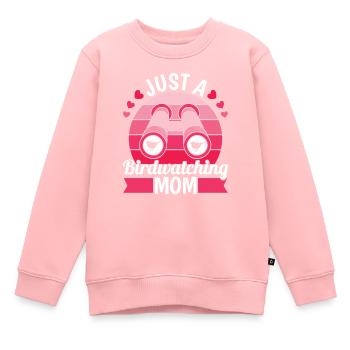 Vogelbeobachter Just A Birdwatching Mom - Kinder Premium Organic Sweatshirt - Rosa - Vorne - AI Model Kid Female (0cm)