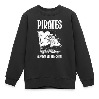 Pirat Totenkopf Freibeuter Piratenschiff - Kinder Premium Organic Sweatshirt - Schwarz - Vorne - AI Model Kid Female (0cm)